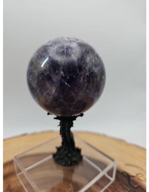 Load image into Gallery viewer, Amethyst Sphere .82lb 65mm W/Dragon Stand
