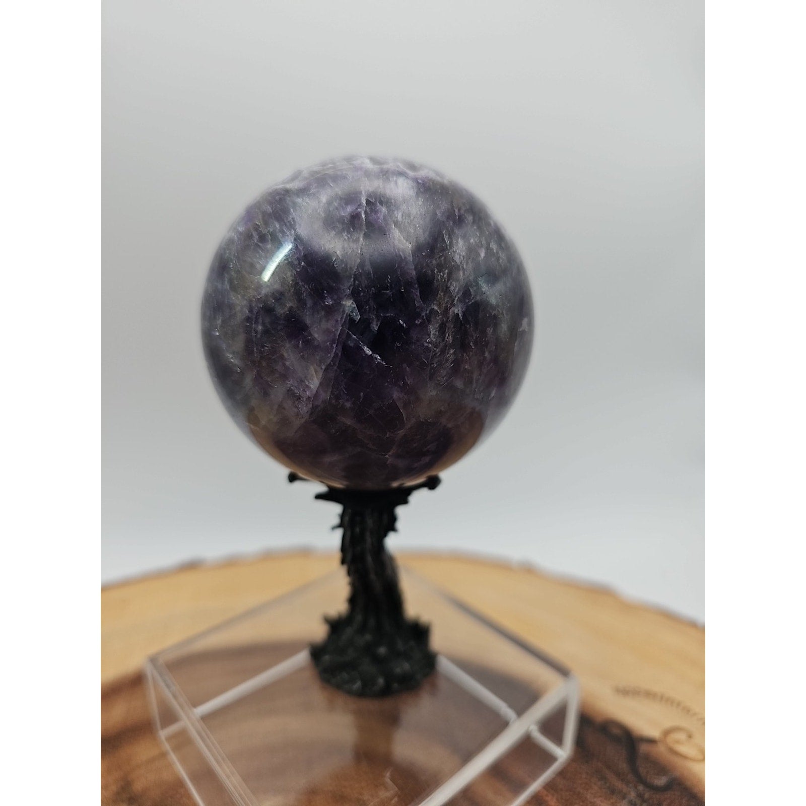 Amethyst Sphere .82lb 65mm W/Dragon Stand
