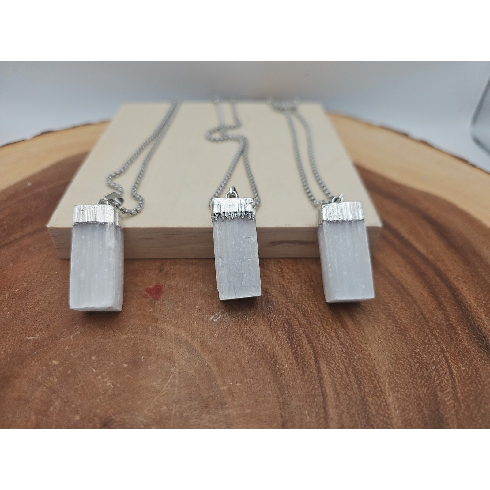 Selenite Crystal Necklace 1 Each W/Chain
