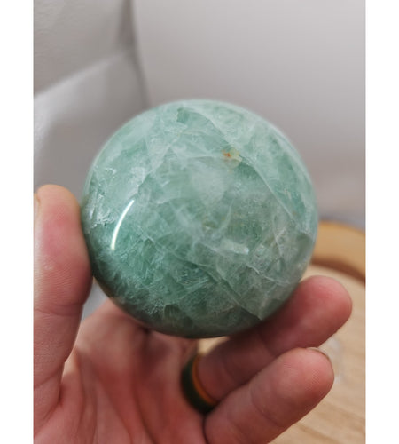 1.43lb Natural Rainbow Fluorite Quartz Crystal Sphere Ball Polished