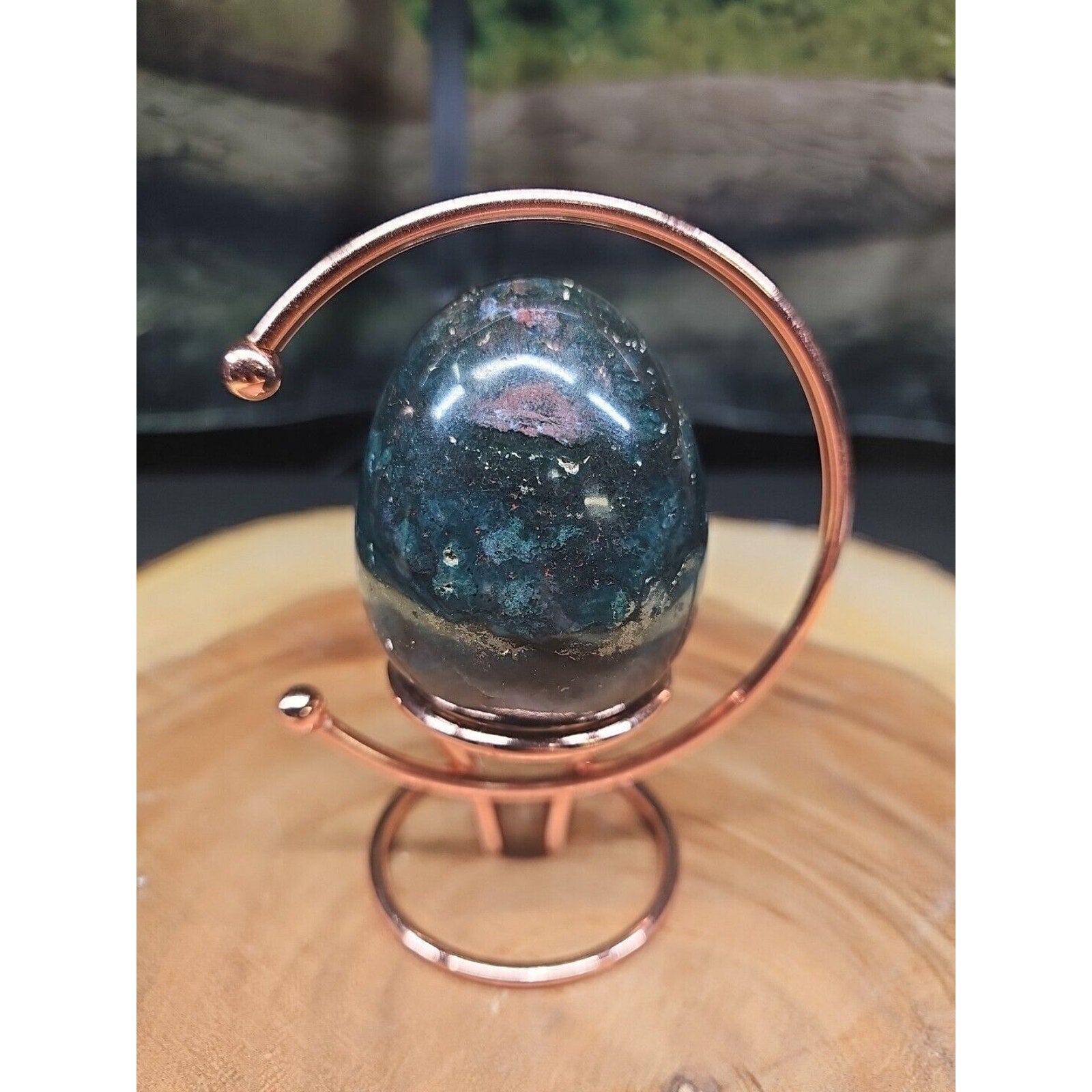 Ocean Jasper Agate Egg 289g W/Stand