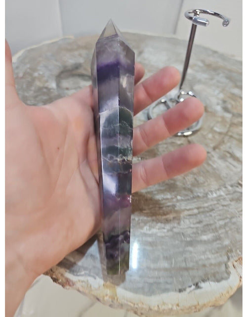 Load image into Gallery viewer, 255g Fluorite crystal scepter 7in Long W/STAND
