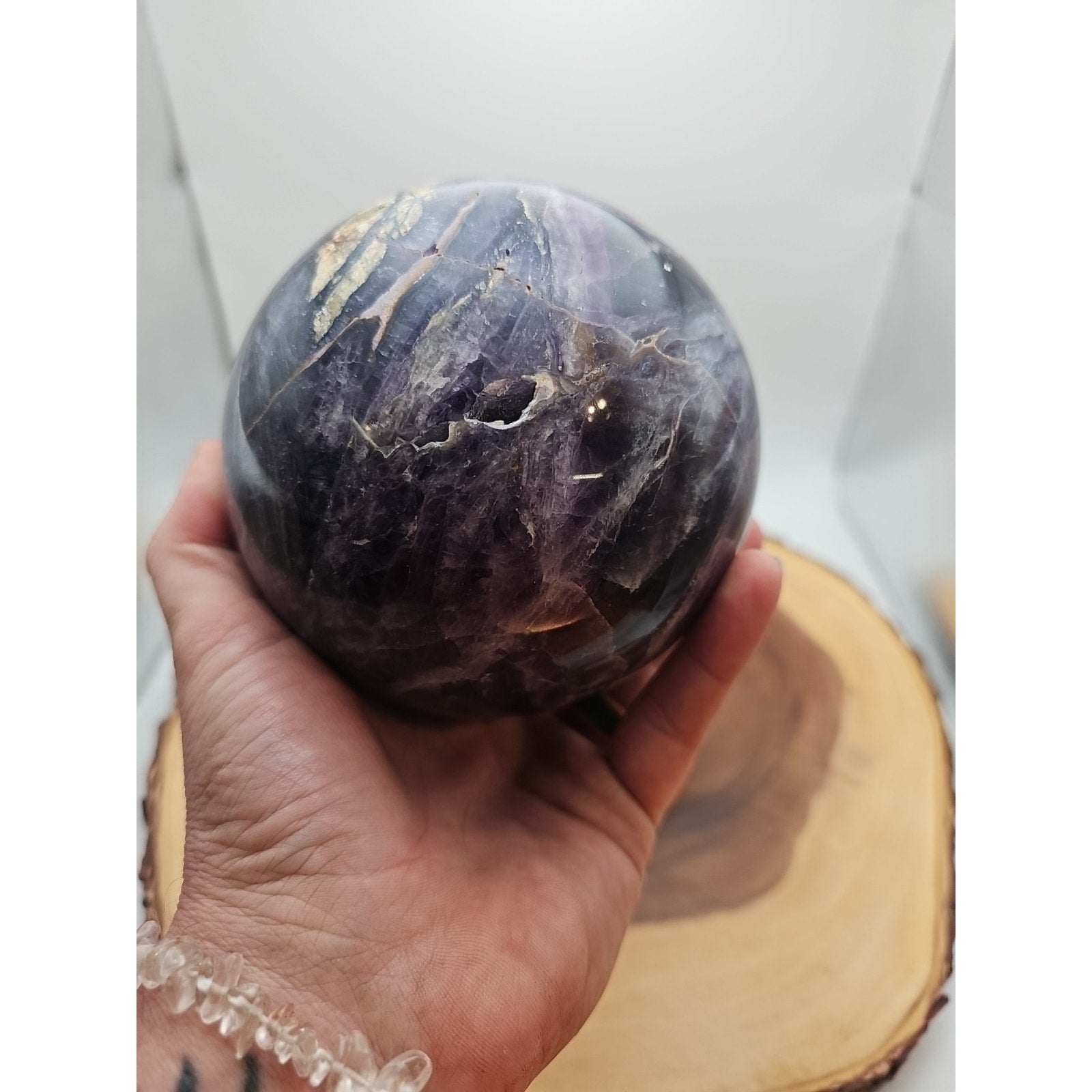 6.4" Natural Rainbow Fluorite Quartz Crystal Sphere