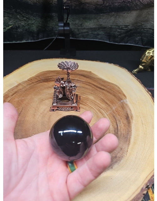 Load image into Gallery viewer, Black Obsidian Quartz Sphere 50mm W/Stand
