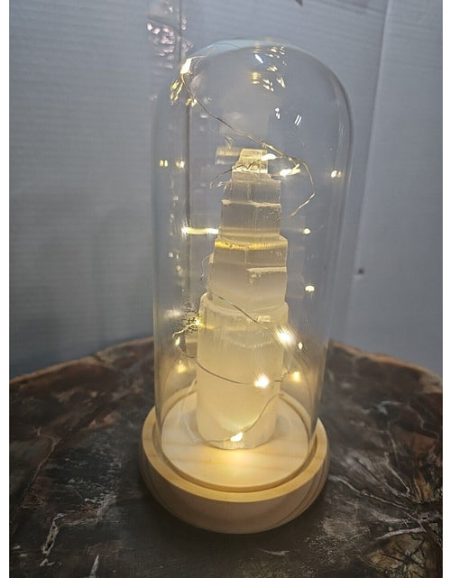 Load image into Gallery viewer, 6in 429g Selenite Tower In Case W/led Lights
