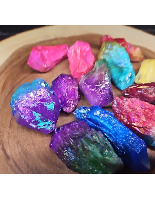 Load image into Gallery viewer, 1.80LB 13Pcs Rainbow Aqua Aura Quartz Crystal Cluster Points Titanium Coating
