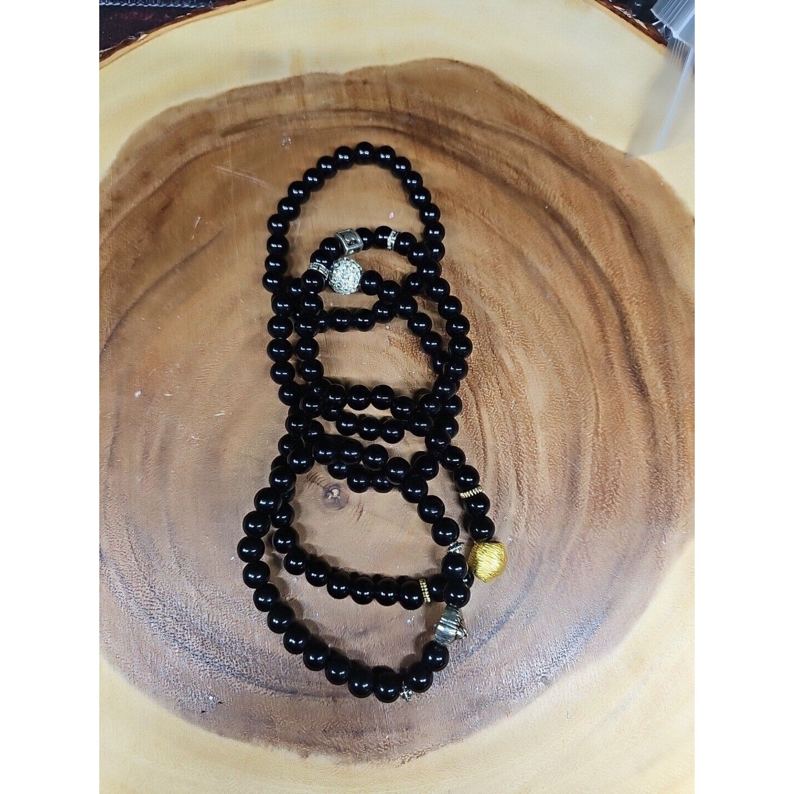 Natural Obsidian Stone Bracelets 5pc Set