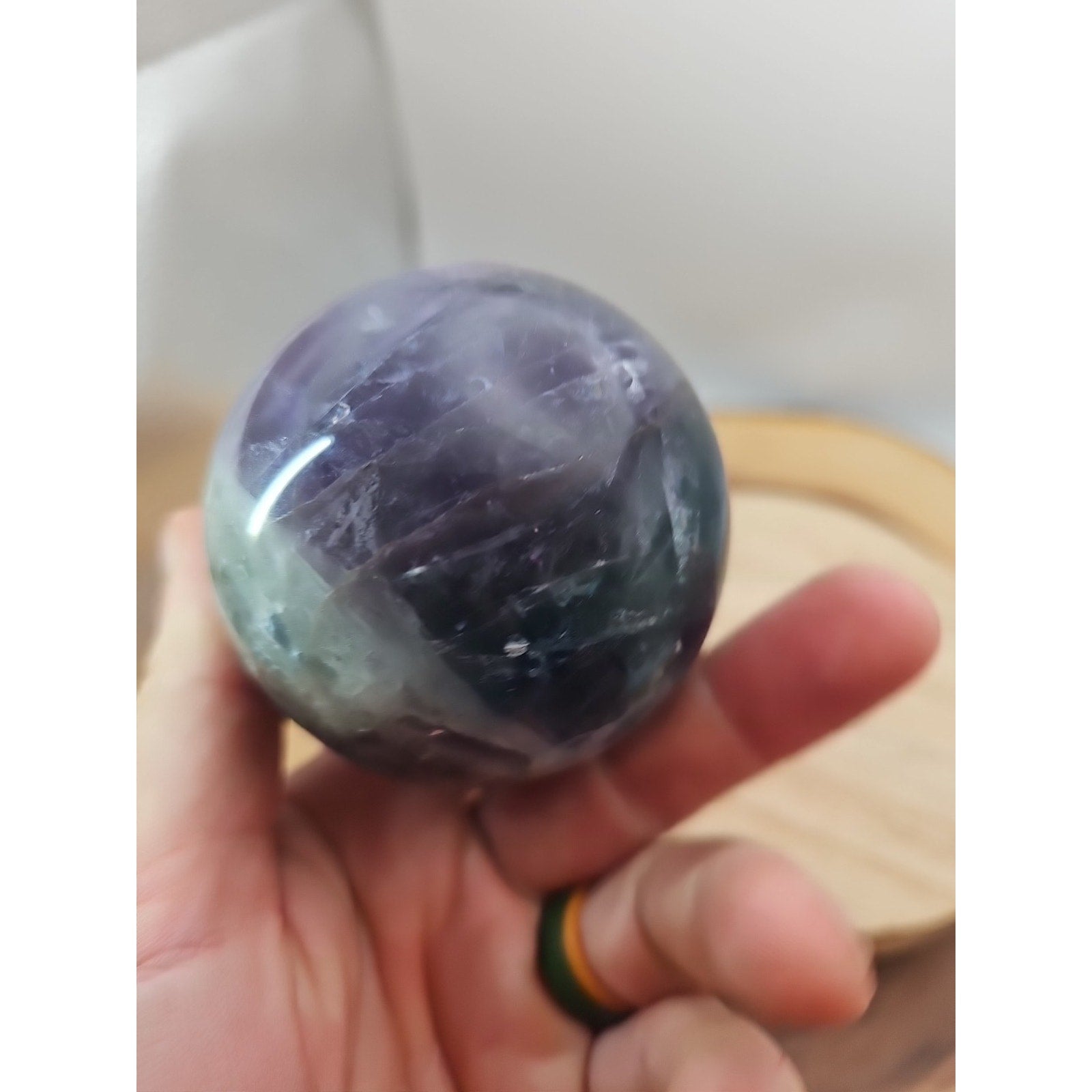 1.10lb Natural Rainbow Fluorite Quartz Crystal Sphere Ball Polished