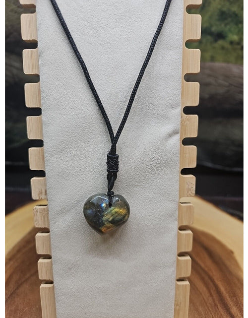 Load image into Gallery viewer, Labradorite Cord Necklace Healing/Protection Heart
