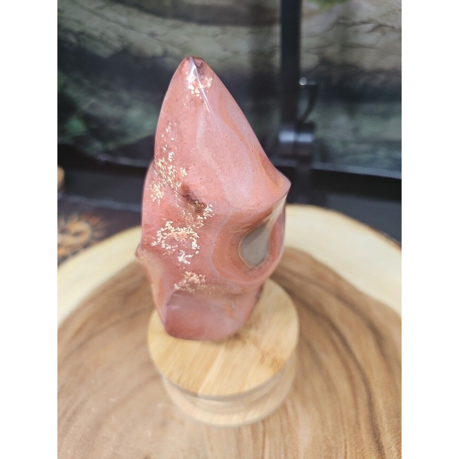 1.25LB 1Pcs Natural Polychrome Ocean Jasper Crystal Flame Point Carved Healing