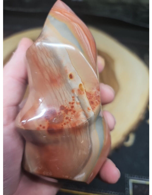 Load image into Gallery viewer, 1.15LB 1Pcs Natural Polychrome Ocean Jasper Crystal Flame Point Carved Healing
