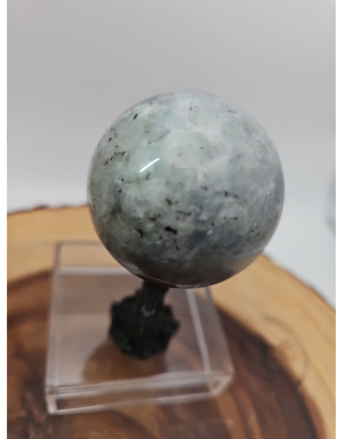 Load image into Gallery viewer, Rainbow Labradorite Sphere .45lb 53mm W/Dragon Stand
