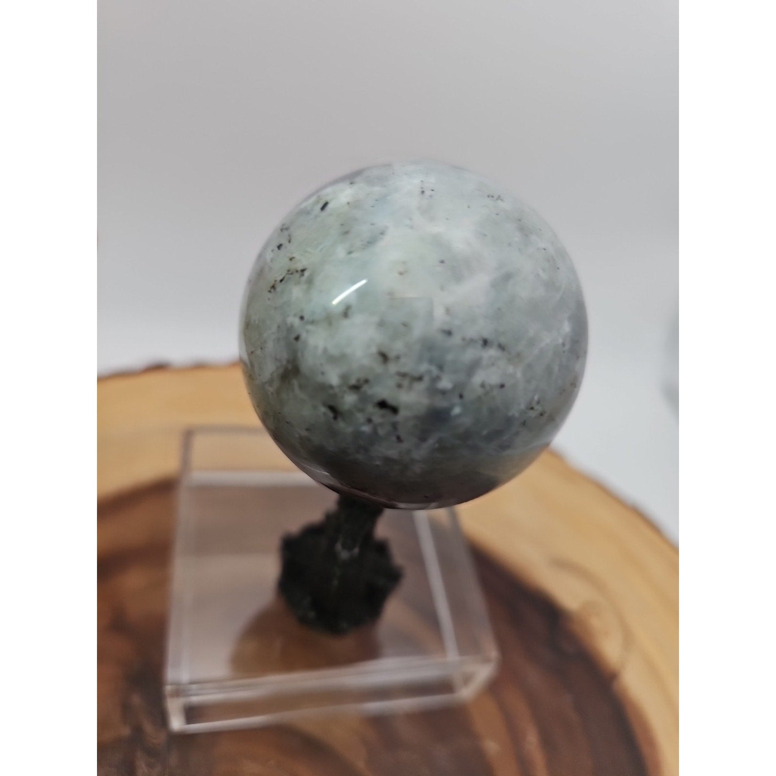 Rainbow Labradorite Sphere .45lb 53mm W/Dragon Stand
