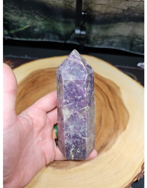 Load image into Gallery viewer, 1ea Natural Purple Mica Lepidolite Crystal Point Tower Africa 479g
