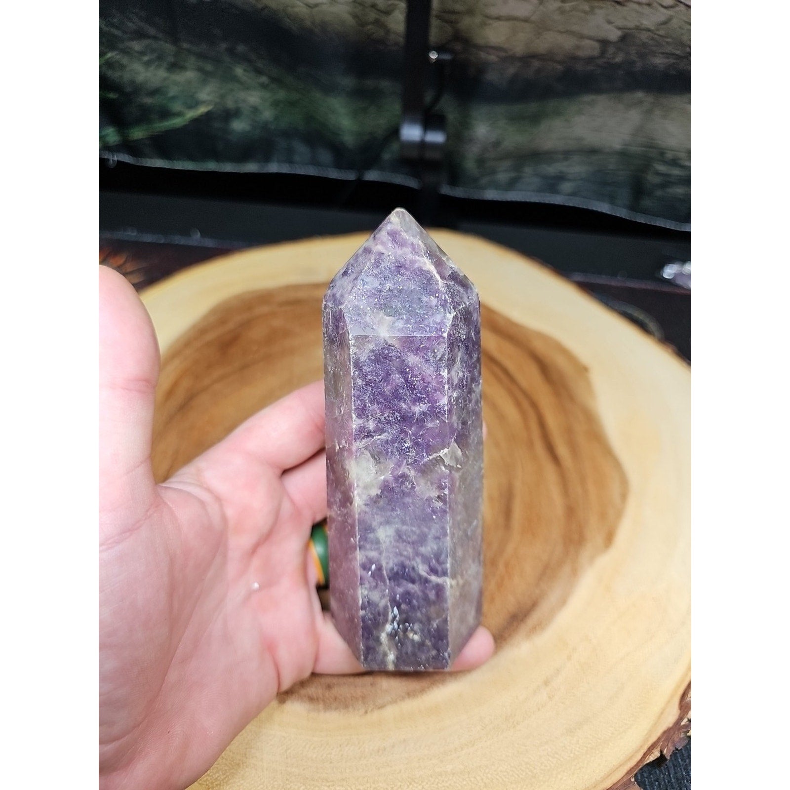 1ea Natural Purple Mica Lepidolite Crystal Point Tower Africa 479g