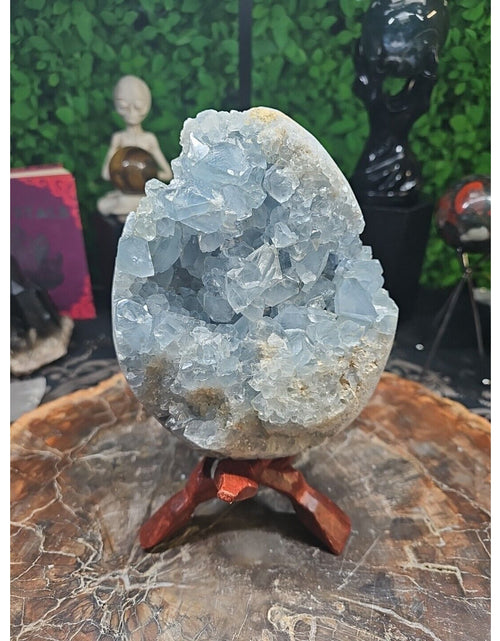 Load image into Gallery viewer, 10.45LB Natural Beautiful Blue Celestite Crystal Geode W/ Stand
