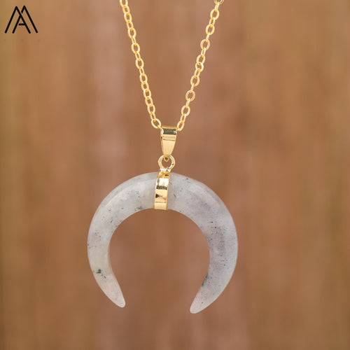 Load image into Gallery viewer, Moon Shape Amethyst Necklace
