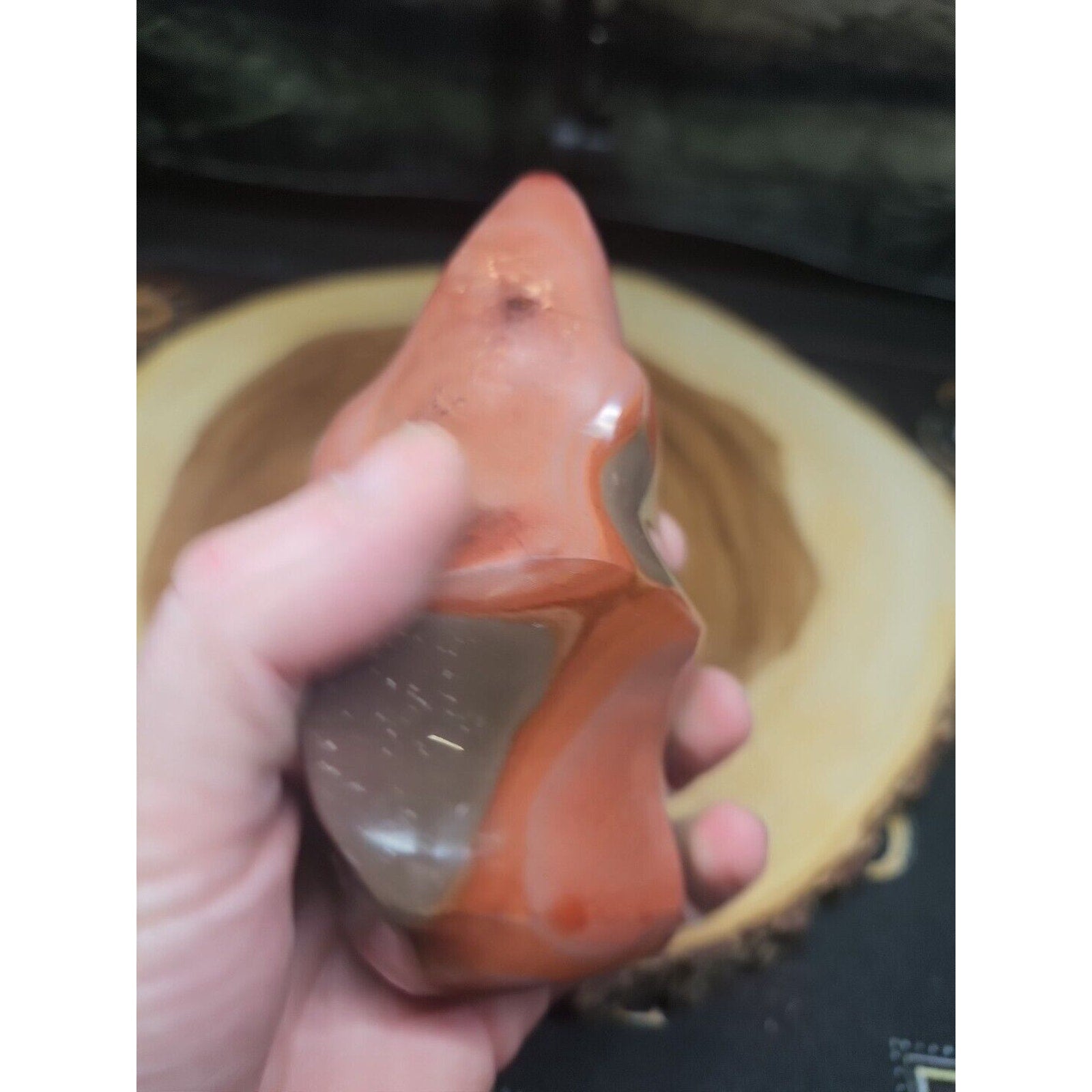 1.25LB 1Pcs Natural Polychrome Ocean Jasper Crystal Flame Point Carved Healing