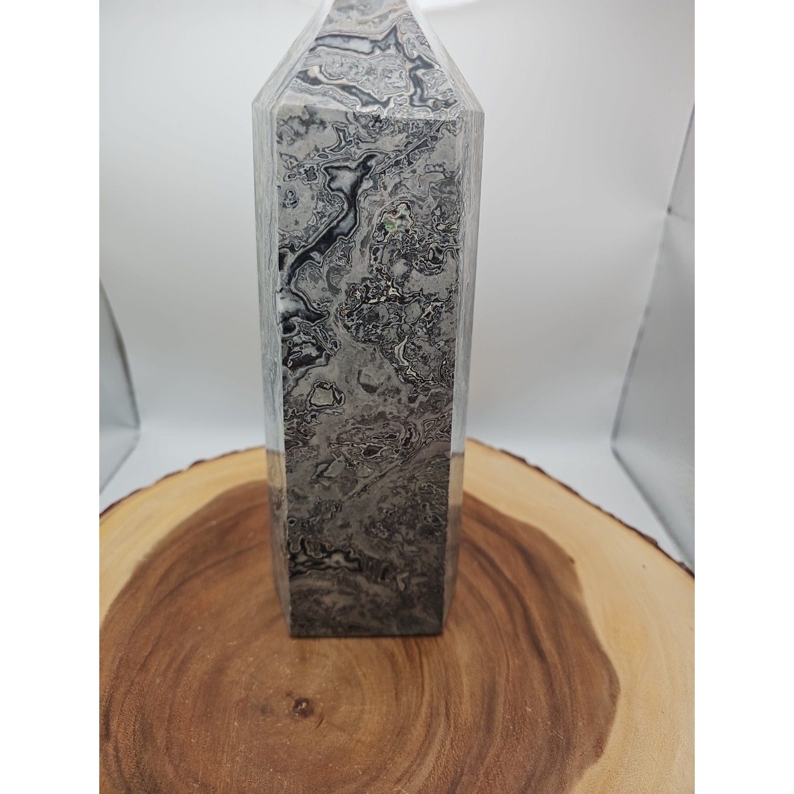 8.14lb Gray Crazy Lace & Shell Stone Jasper Crystal Tower