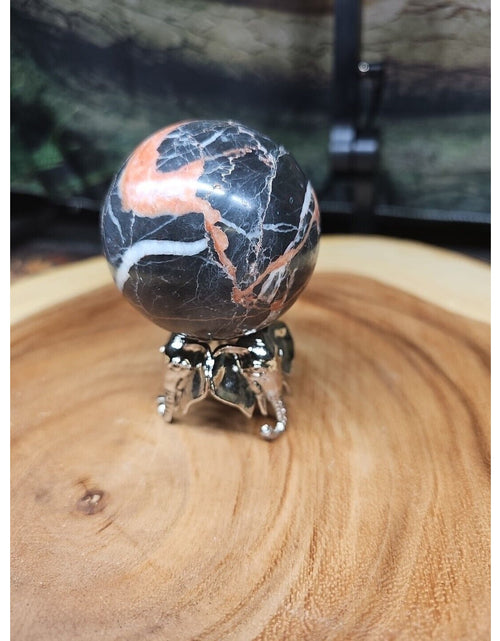 Load image into Gallery viewer, Ocean Jasper Sphere .75lbs 58mm. W/ Elephant Stand
