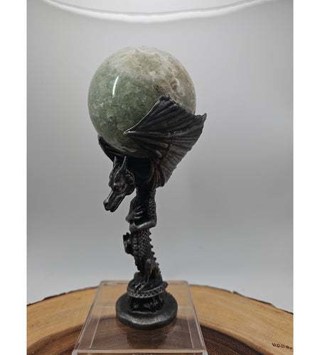 1lb 70mm Green Quartz W/Dragon Stand