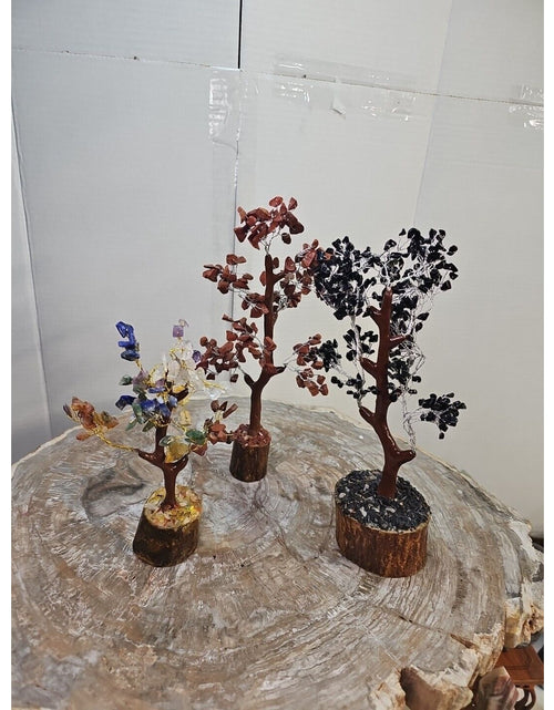 Load image into Gallery viewer, 3 Pcs 300 Carnelian+Amethyst+Crystal Gemstones Golden Branches Bonsai Tree
