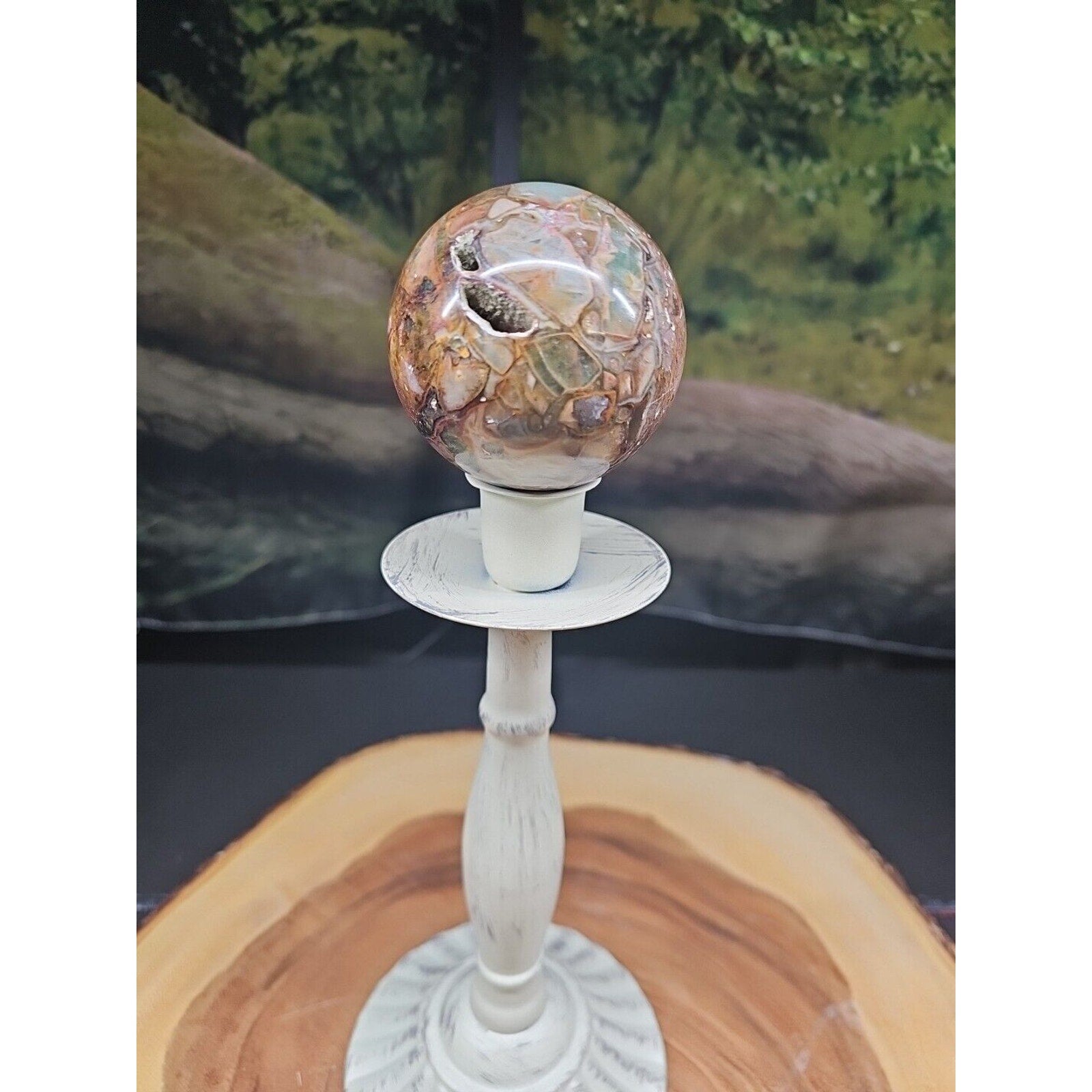 Ocean Jasper Agate Sphere 64mm W/Stand