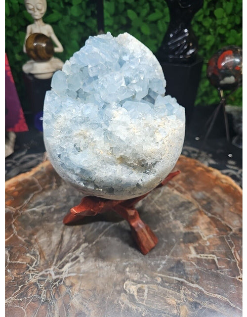 Load image into Gallery viewer, 10.45LB Natural Beautiful Blue Celestite Crystal Geode W/ Stand
