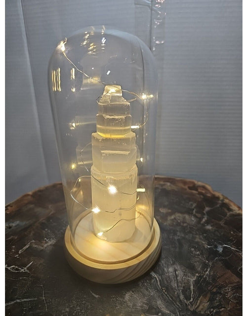 Load image into Gallery viewer, 6in 429g Selenite Tower In Case W/led Lights
