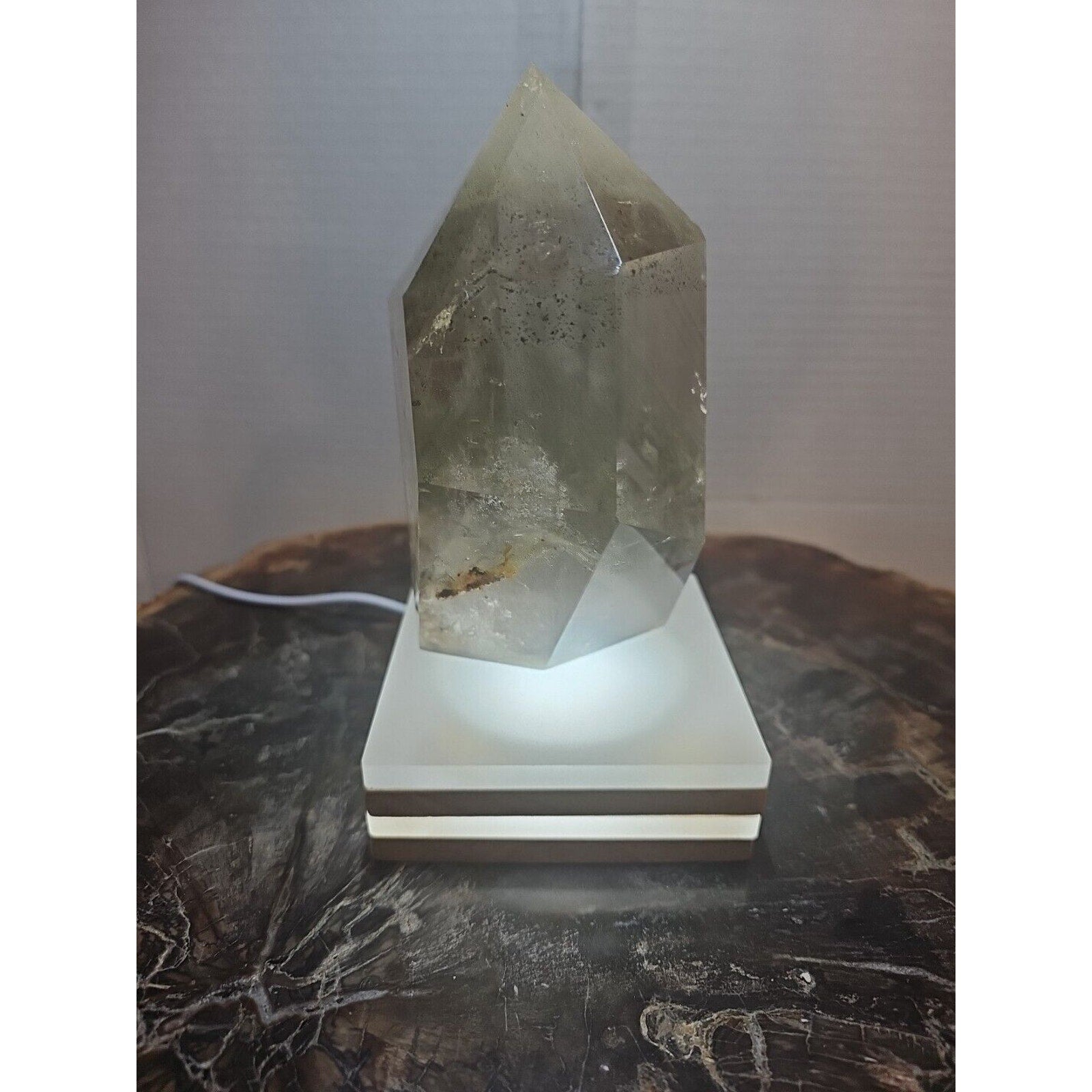 2.7LB Natural Green Ghost Phantom Quartz Crystal Obelisk Wand Point Healing.