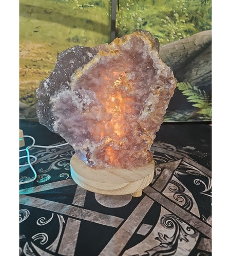 11.9LB Natural fluorite quartz crystal Cluster specimen W/led Back Light Stand