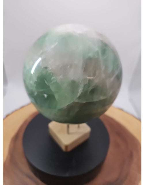 Load image into Gallery viewer, 5.43 Natural Green Fluorite Quartz Crystal Sphere Ball Polished Healing
