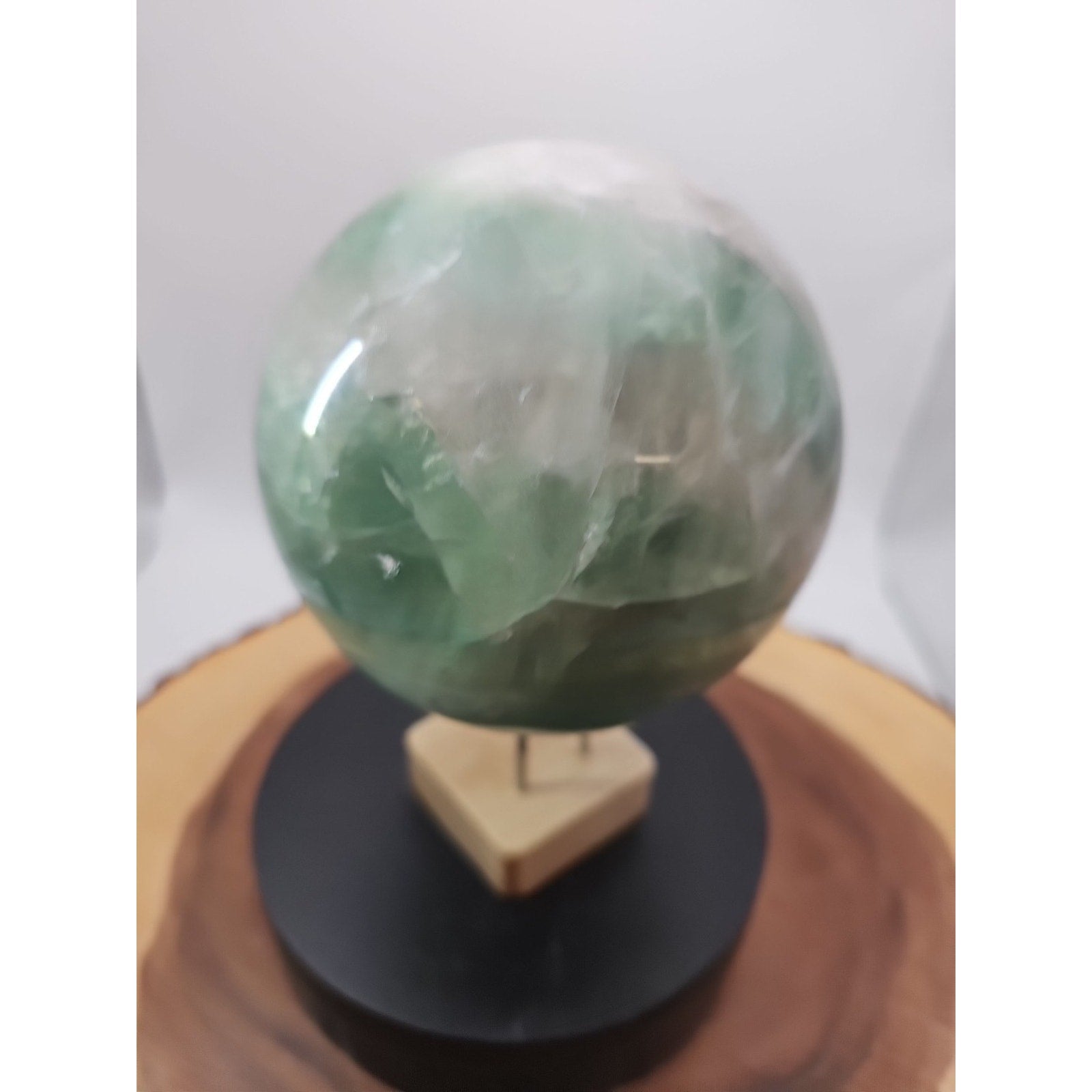 5.43 Natural Green Fluorite Quartz Crystal Sphere Ball Polished Healing