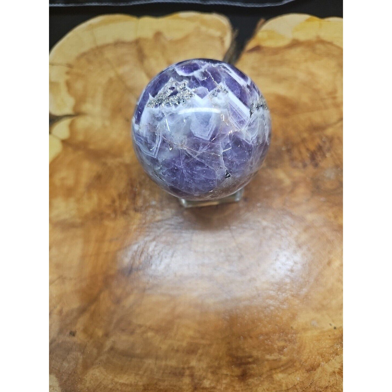 Amethyst Sphere 65mm W/Glass Stand 1lb