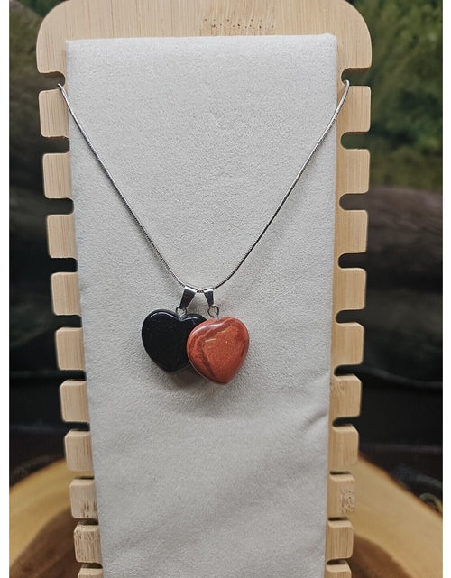 Load image into Gallery viewer, Pendant Necklace 16in Silver Chain Agate Heart
