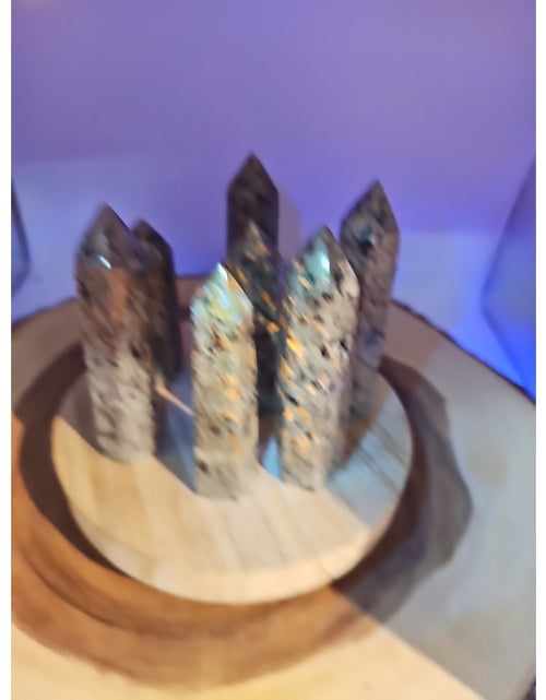 Load image into Gallery viewer, Yooperlite stone Tower UV Reactive 4in Tall Avg 98grams Avg 1 Each
