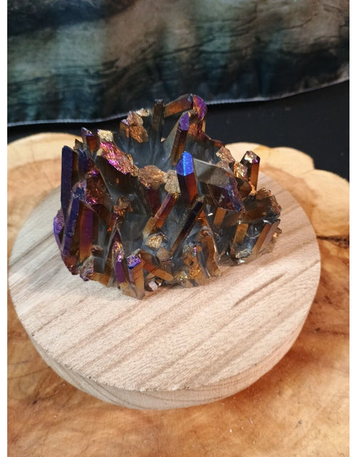 Load image into Gallery viewer, 0.95lb Rainbow Aqua Aura Quartz Crystal Cluster Points Titanium Coating
