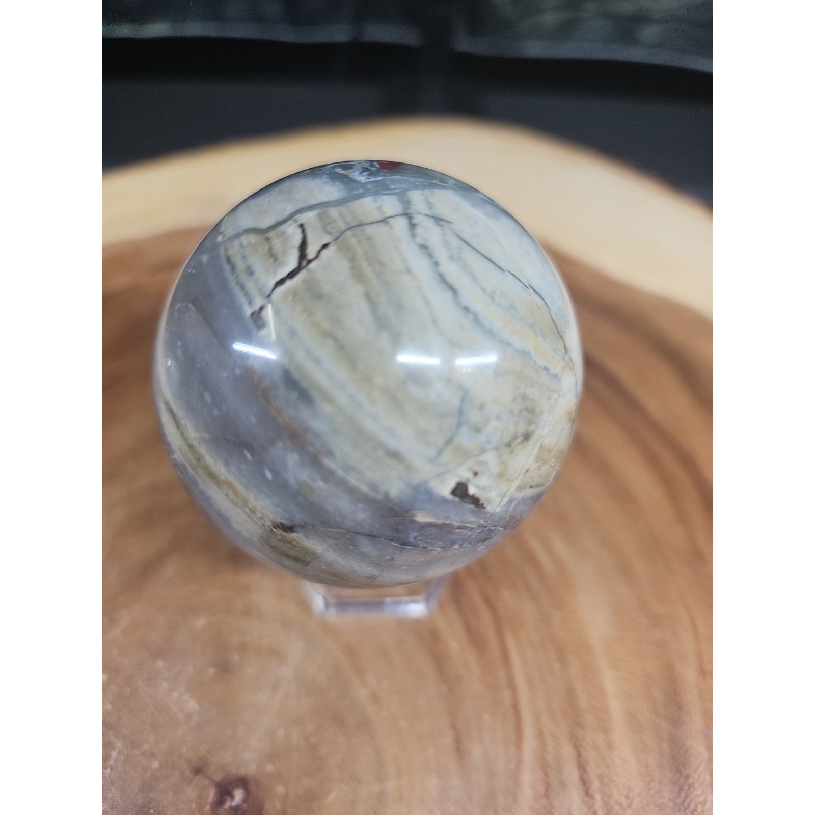 Natural Quartz Crystal Jasper Sphere Ball Polished 63mm &stand