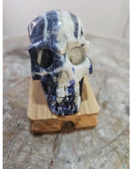 Load image into Gallery viewer, 356G Natural Blue stripe quartz hand Carved skull crystal healing
