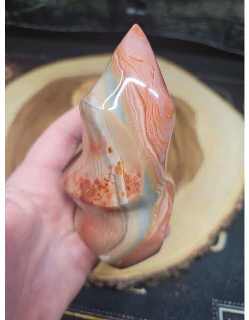 Load image into Gallery viewer, 1.15LB 1Pcs Natural Polychrome Ocean Jasper Crystal Flame Point Carved Healing
