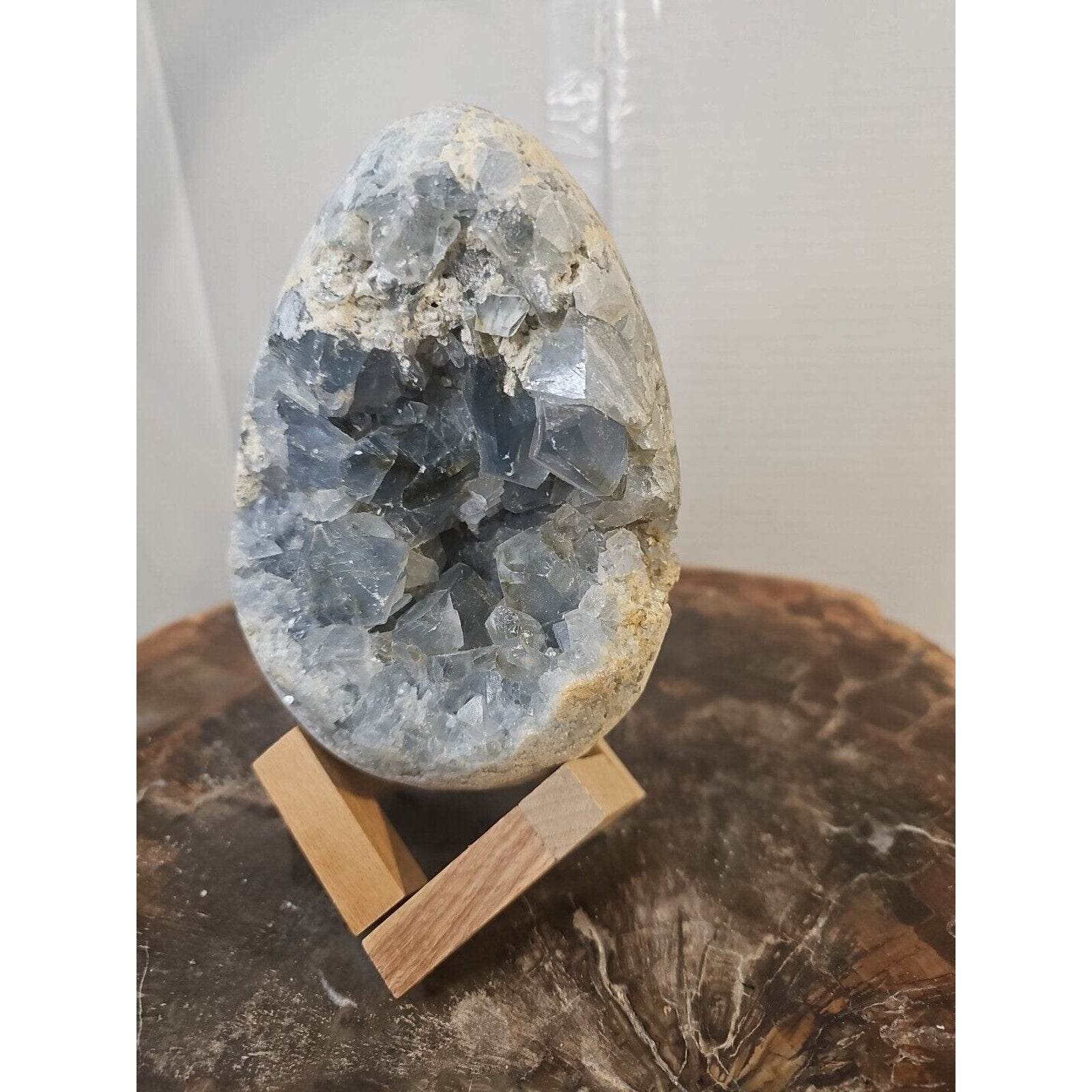 4.61lbs Natural Baby Blue Celestite Quartz Crystal Geode Cluster Points Brazil