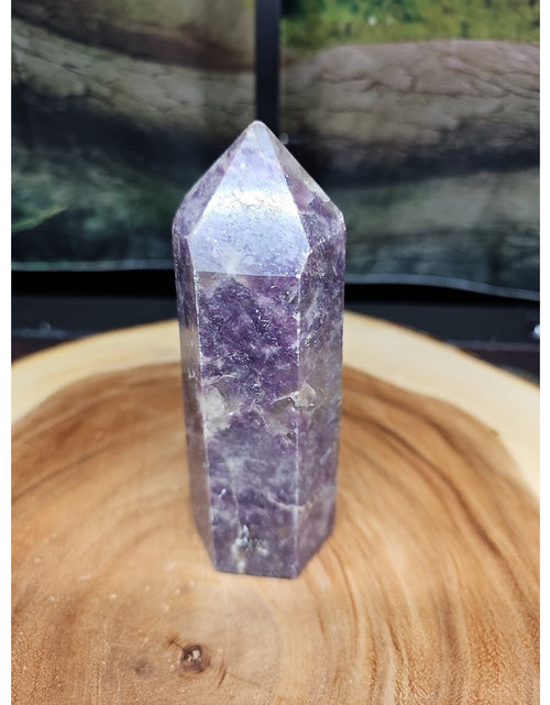 Load image into Gallery viewer, 1ea Natural Purple Mica Lepidolite Crystal Point Tower Africa 479g
