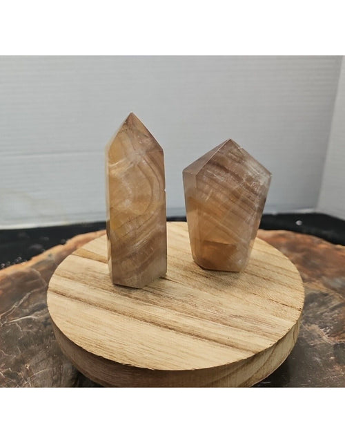 Load image into Gallery viewer, 2Pcs Natural Rainbow Fluorite Quartz Crystal Point Tower Polished Healing
