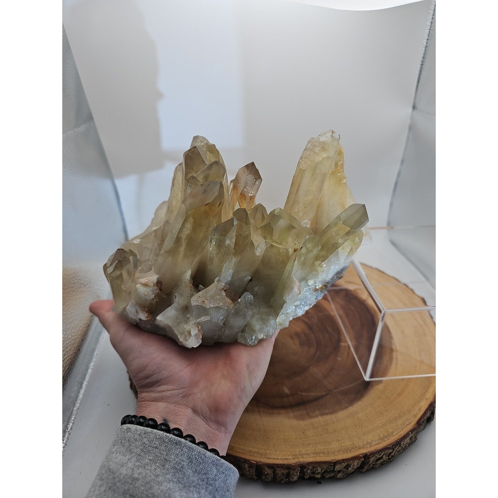 4.2LB Natural citrine cluster mineral specimen quartz crystal restoration-