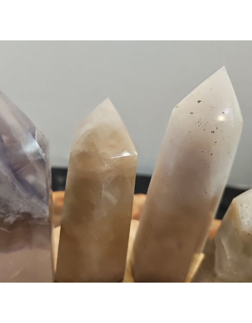 Load image into Gallery viewer, 4Pcs Natural Rainbow Fluorite Quartz Crystal Point Tower Polished Healing
