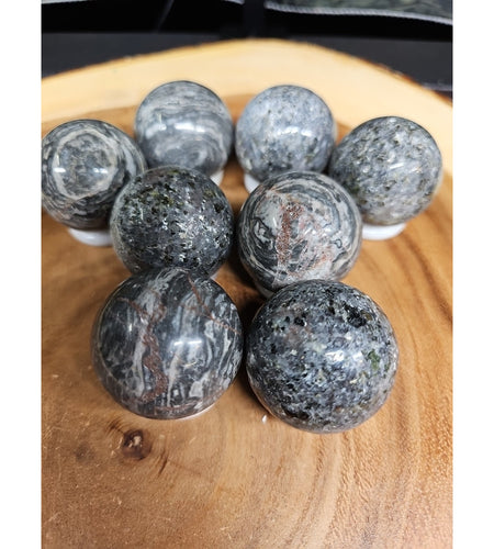 1each Natural Quartz Crystal Jasper Sphere Ball Healing 40mm W/ring Stand Random