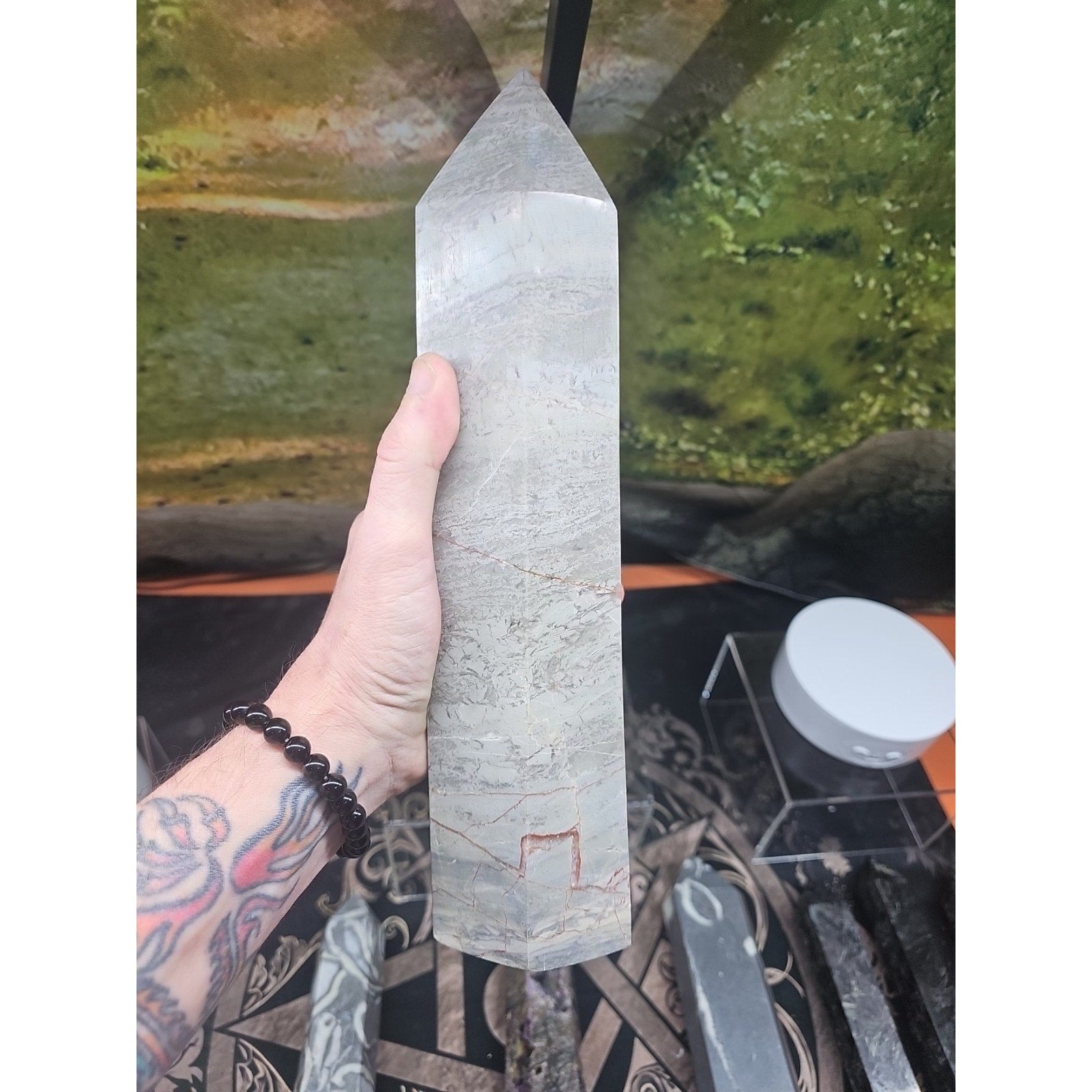 6.66lbs 12in Tall Ocean Jasper Crystal Point