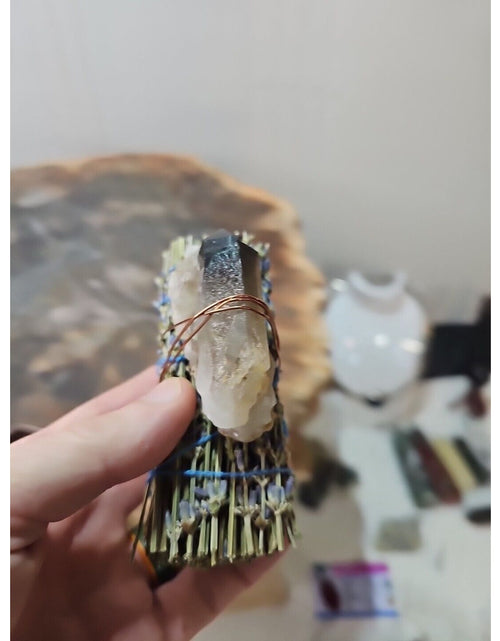 Load image into Gallery viewer, Lavender wrapped crystal W/ Huge Smoky quartz Healing
