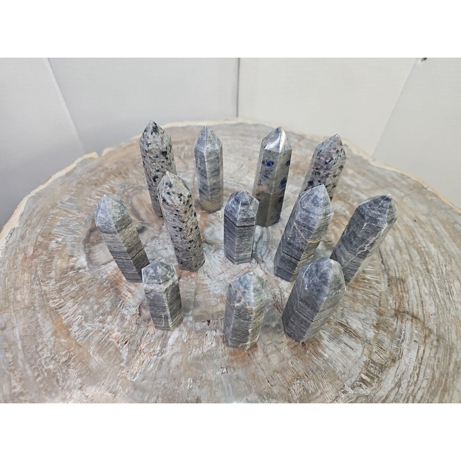 2.41LB 12Pcs A Set Of Natural Quartz Crystal Jasper Point Tower Polished Healing