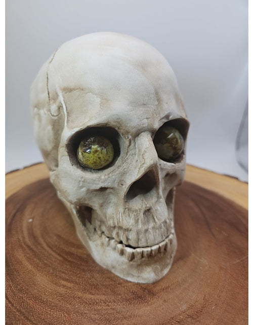 Load image into Gallery viewer, Resin Skull W/Ocean Jasper Quartz Eyes
